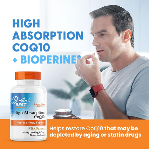 High Absorption CoQ10 with BioPerine 200mg 60 Capsules-Doctor's Best-Matakana Pharmacy
